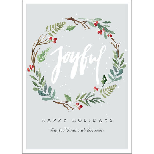 Joyful Wreath Flat Holiday Cards